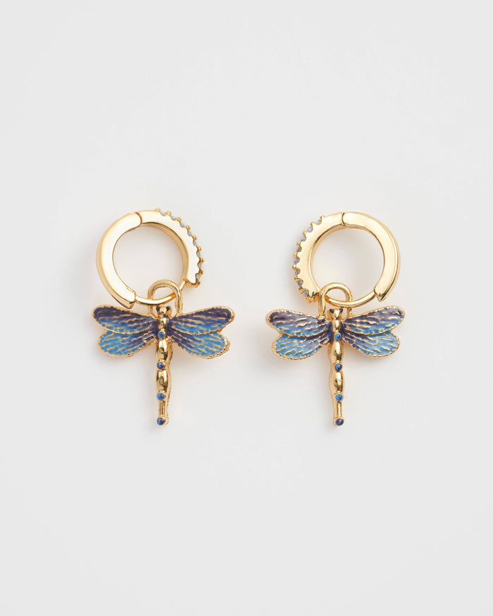 Dragonfly Charm Huggie Earrings