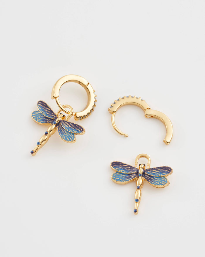 Dragonfly Charm Huggie Earrings