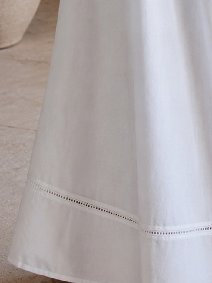 Elaine White Cotton Nightgown, Embroidered