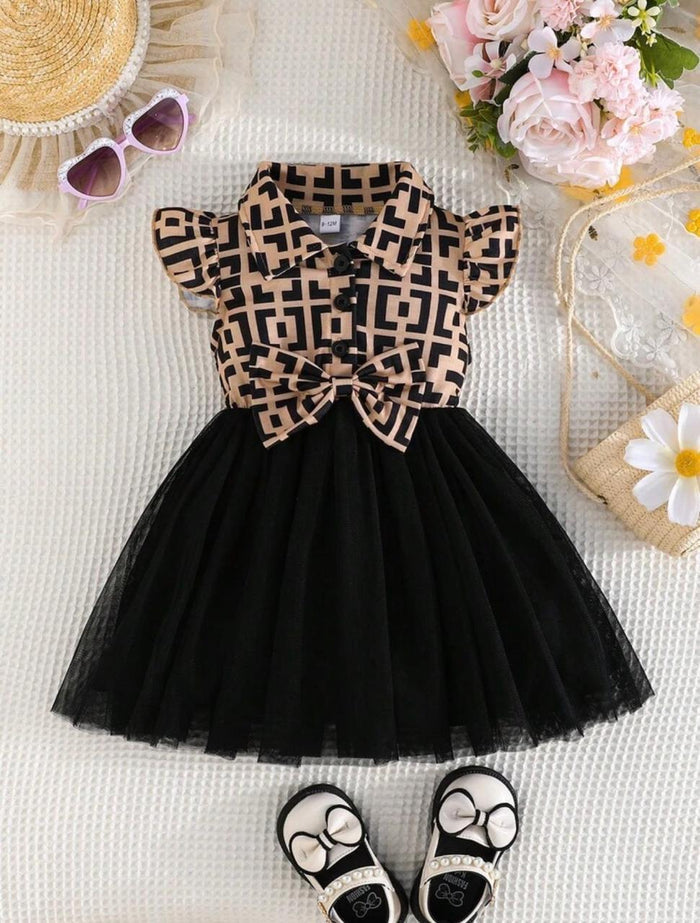 Elegant Bow Tulle Party Dress for Girls