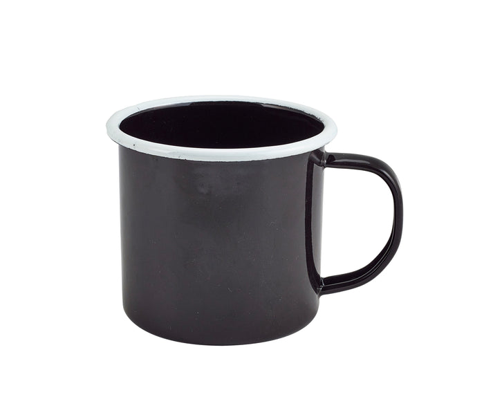 Enamel Black & White Rim Mug 8 x 9Cm 36cl / 12.5oz (Box Of 12)