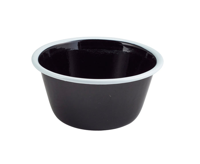 Enamel Deep Pie Dish Black With White Rim 13 X12 X 6Cm (Outer Dia X Inner Dia X H) (Box Of 12)
