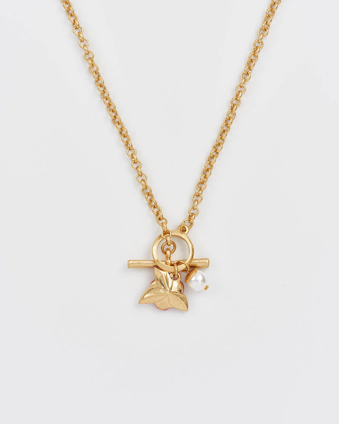English Rose Pearl Gold Chain Necklace