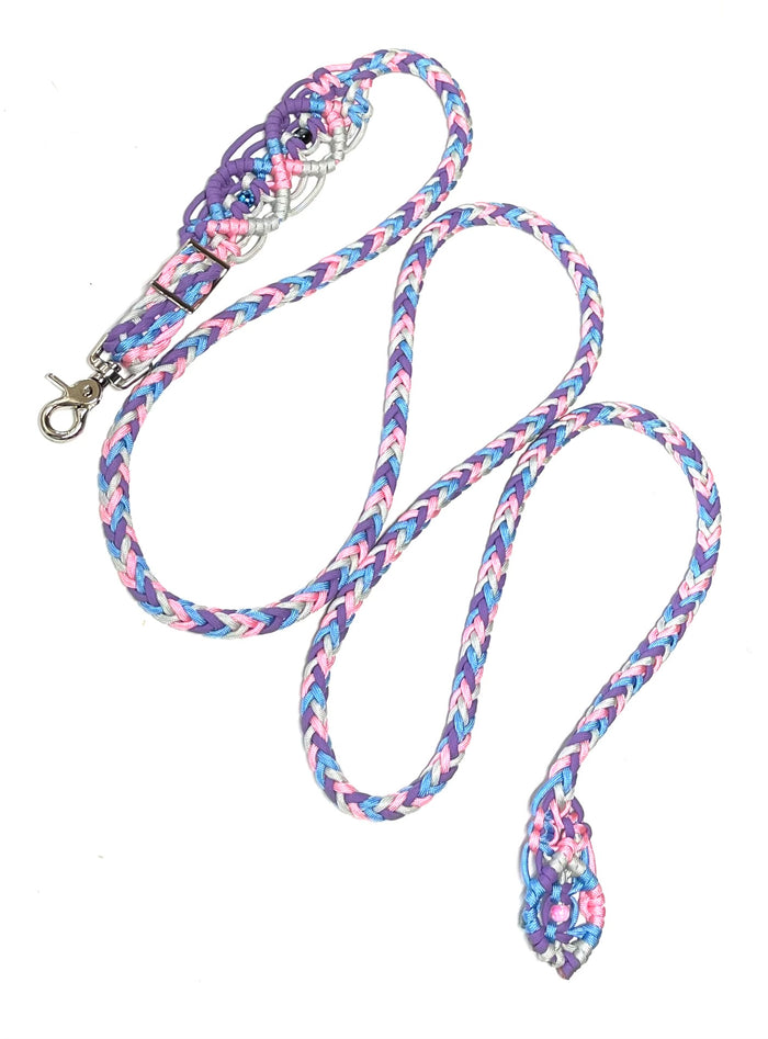Fancy braided split reins pastel colors with beading....beautiful yet practical - Tiffanys Braided Tack LLC
