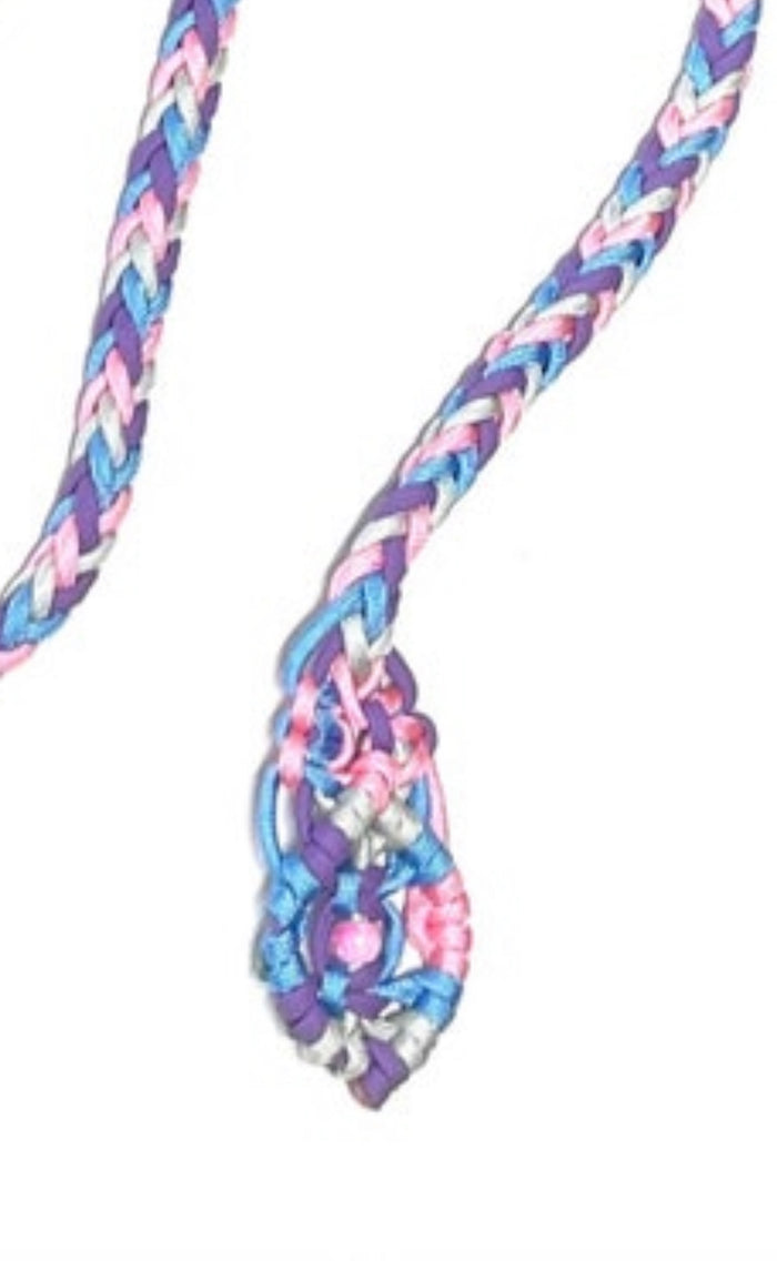 Fancy braided split reins pastel colors with beading....beautiful yet practical - Tiffanys Braided Tack LLC