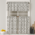 Faux Linen Printed Kitchen Curtain Set