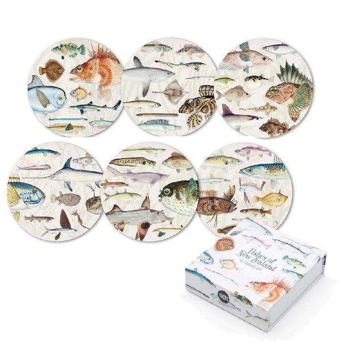 100% New Zealand Fishes Of NZ Coaster Set/6 | Koop.co.nz