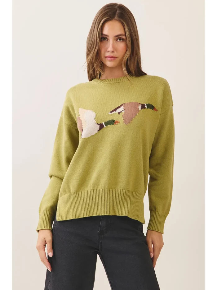 Flying Mallard Duck Knit Pullover
