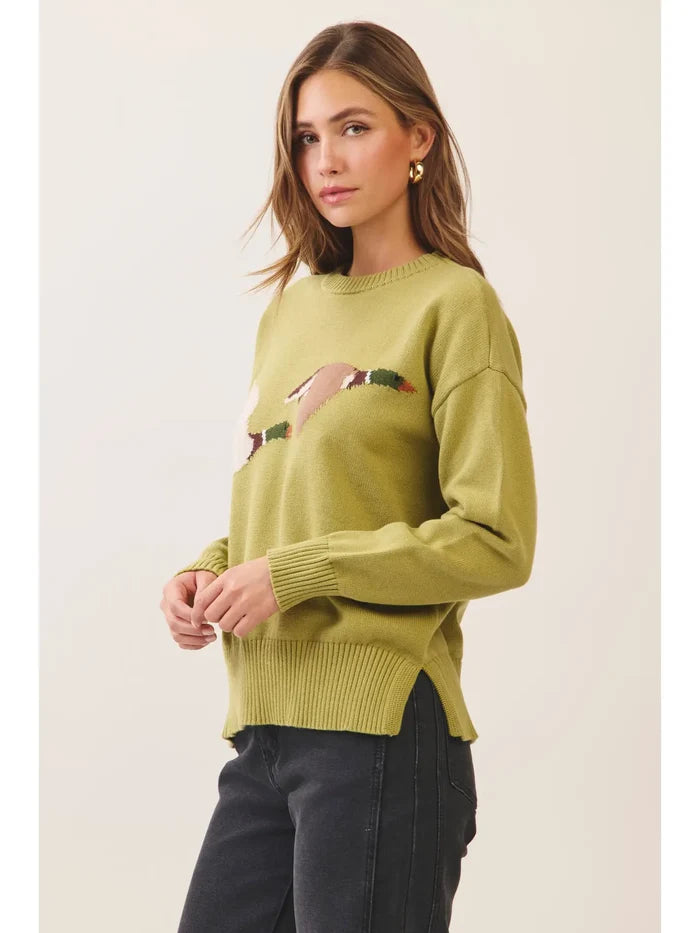 Flying Mallard Duck Knit Pullover