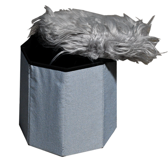Foldable Ottoman Storage Box - Plush Faux Fur (Round)