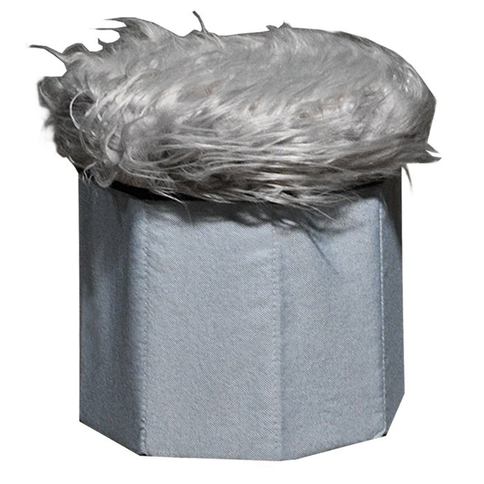 Foldable Ottoman Storage Box - Plush Faux Fur (Round)