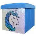 Foldable Ottoman Storage Box - Sequin Unicorn Design