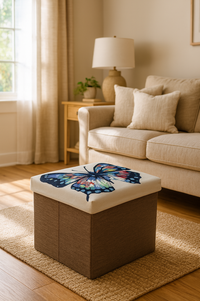 Foldable Ottoman Storage Box - Tapestry, Cube