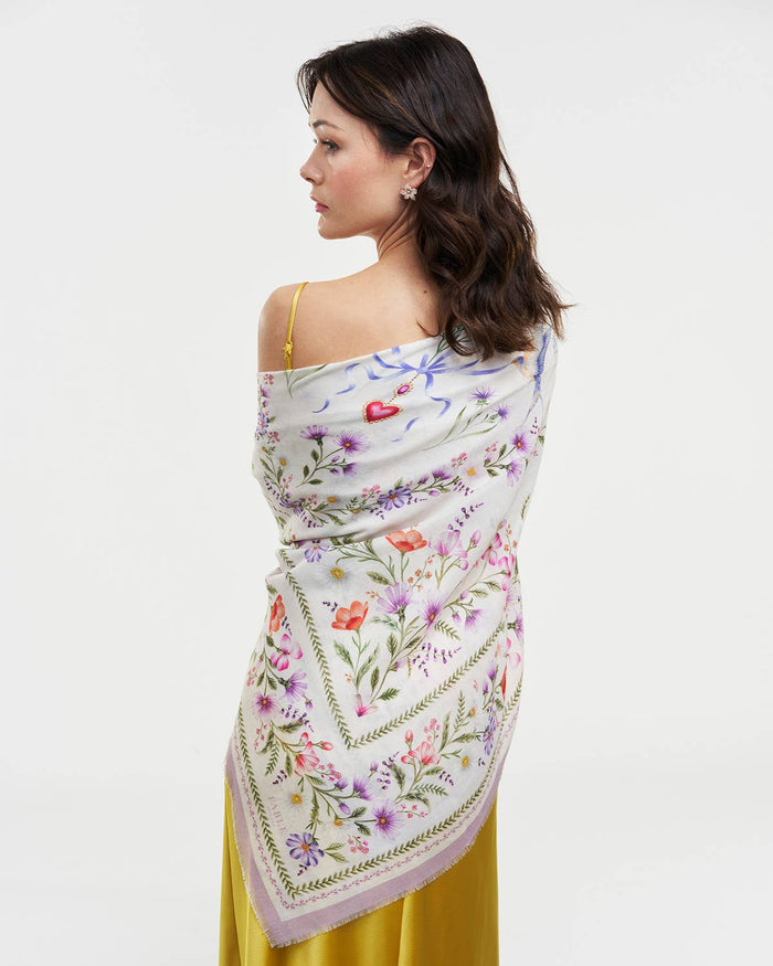 Forget Me Knot Cream Narrative Square Scarf