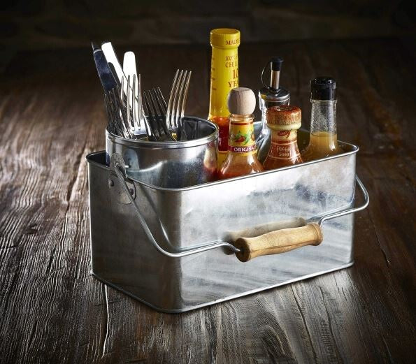Galvanised Steel Rectangular Table Caddy 24.5 x 15.5 x 12.5cm