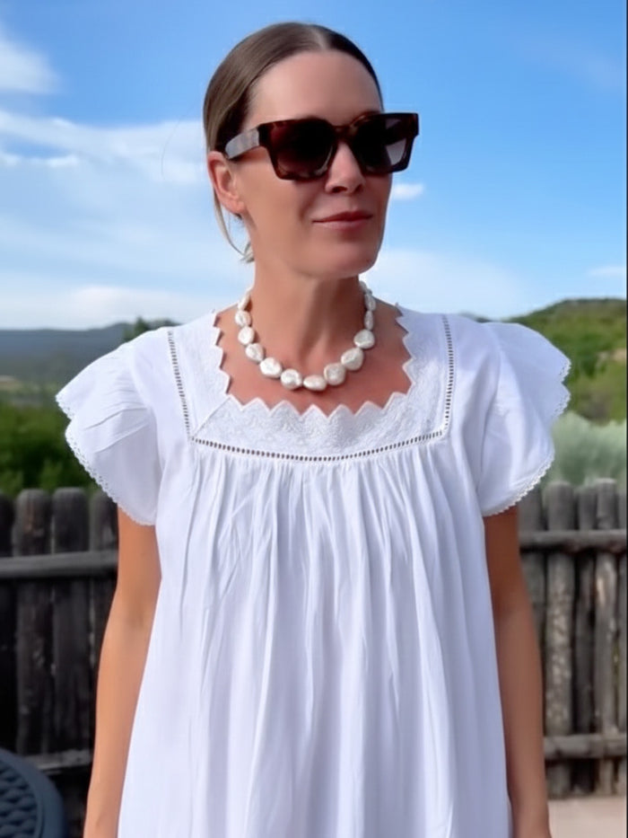 Genevieve White Cotton Nightgown