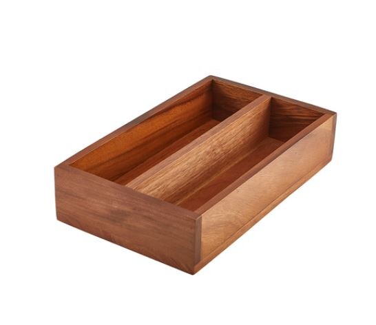 Genware Acacia Wood 2 Compartment Cutlery Tray
