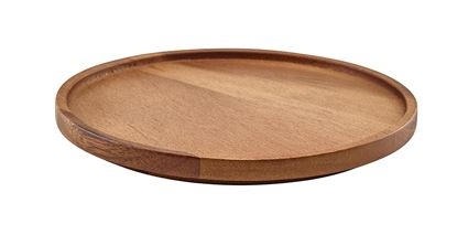 Genware Acacia Wood Presentation Plate 20.5cm X 2Cm