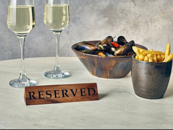 Genware Acacia Wood Reserved Sign