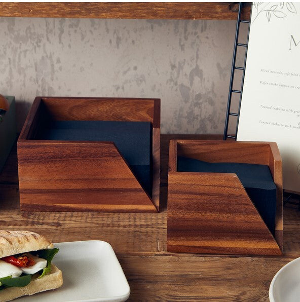 Genware Acacia Wood Serviette Holder 18.6cm x 10cm