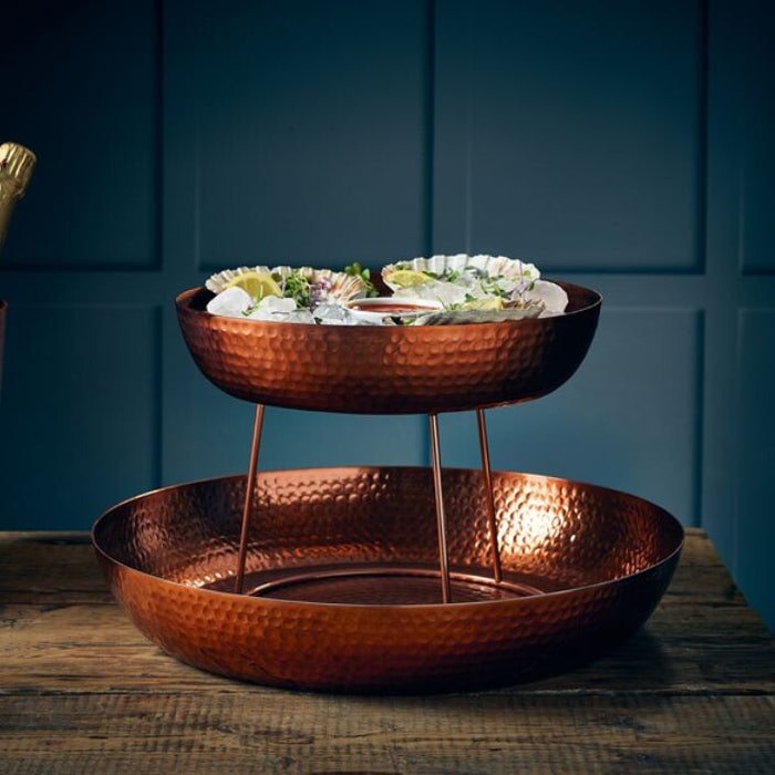 Genware Copper Hammered Aluminium Platter, 31 x 7cm (Dia x H)