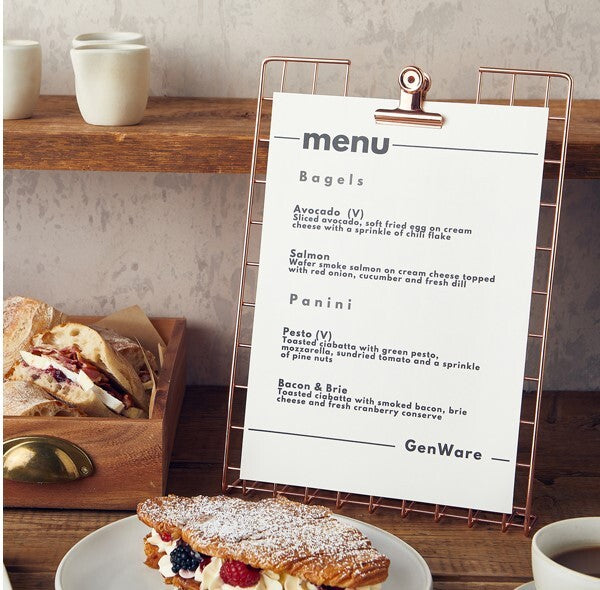 Genware Copper Wire A4 Menu Holder