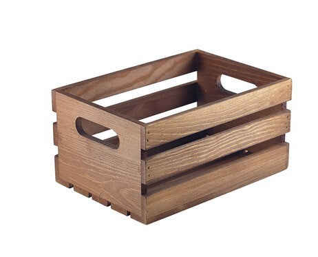 Genware Dark Rustic Wooden Crate 21.5 X 15 x 10.8Cm