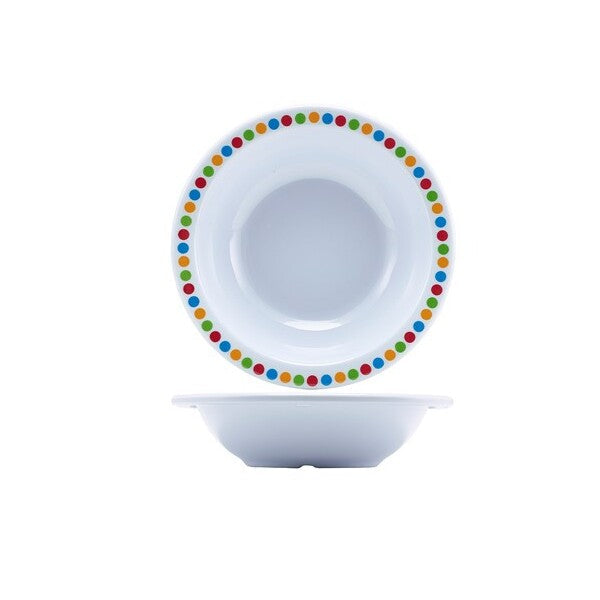 Genware Melamine Bowl Coloured Circles 15cm (Box Of 12)