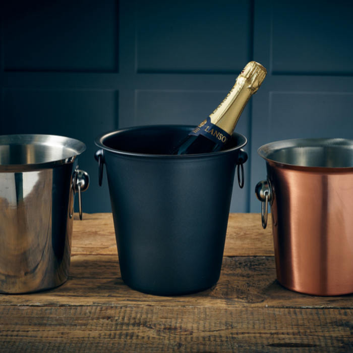 Genware Metallic Black Wine Bucket, 21.5 X 20.5 X 21.5Cm (L X W X H)