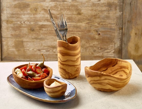 Genware Olive Wood Rustic Bowl 15cm (Box Of 6)