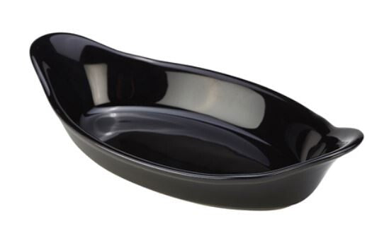 Genware Stoneware Black Oval Eared Dish 16.5cm (Box Of 6)