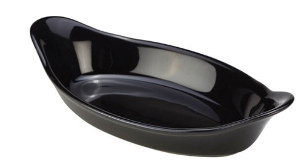 Genware Stoneware Black Oval Eared Dish 22cm (Box Of 4)
