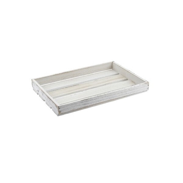 Genware White Wash Wooden Crate 35 x 23 x 4cm