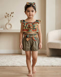 GEOMETRIC PATTERN & RUFFLE EDGE WEAR