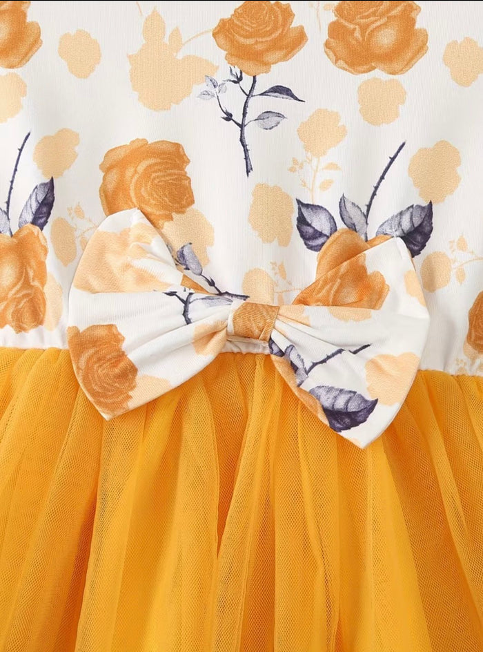 Girls Yellow Tulle Princess Party Dress