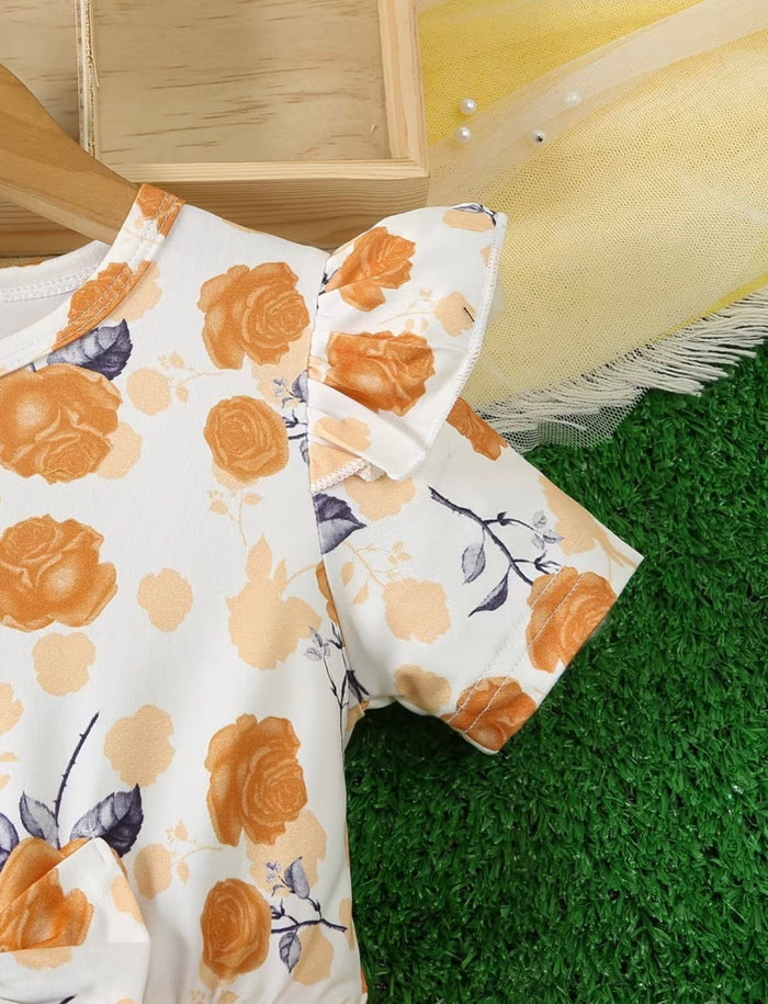 Girls Yellow Tulle Princess Party Dress