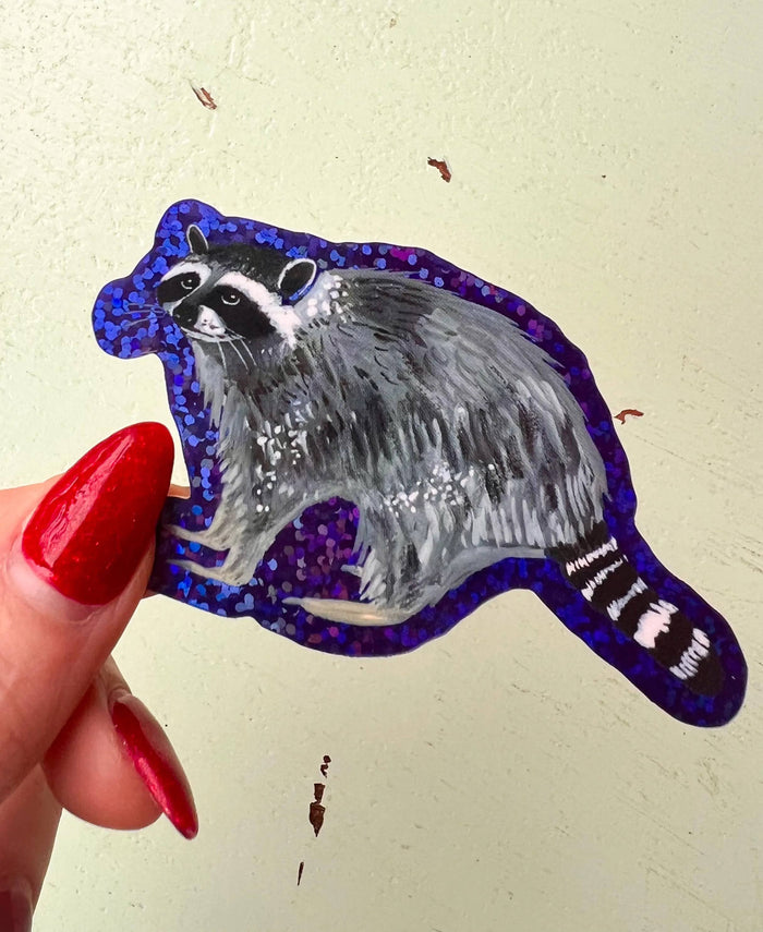 Glitter Raccoon Sticker