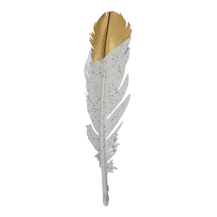 Gold Cast Iron 3D Feather Shape Wall Art