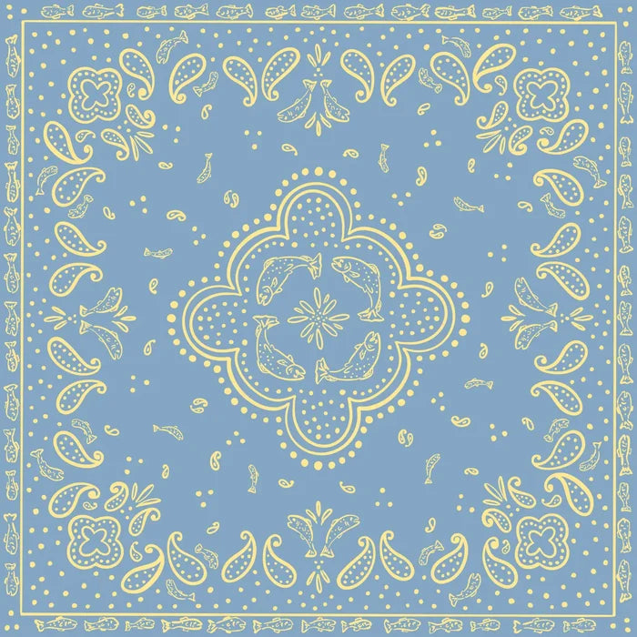 Gone Fishin' Paisley in Blue and Butter Cotton Bandana