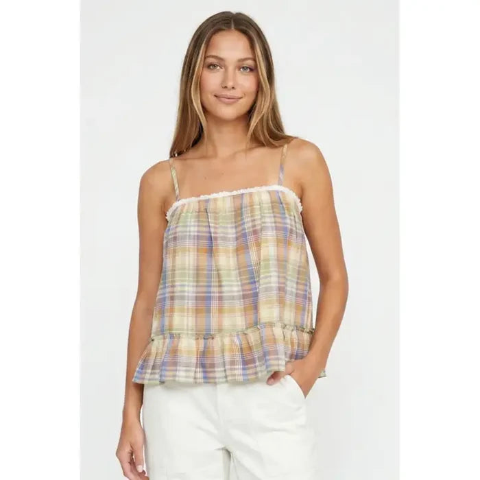 Gone Plaid Cami Top
