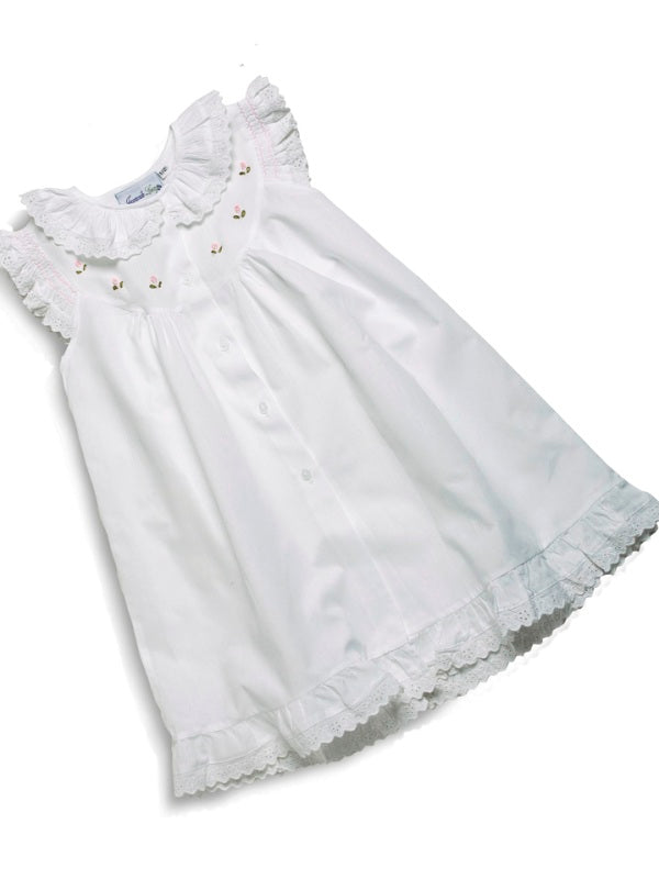 Gracie White Cotton Dress, Embroidered