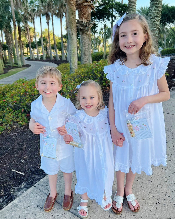 Gracie White Cotton Dress, Embroidered
