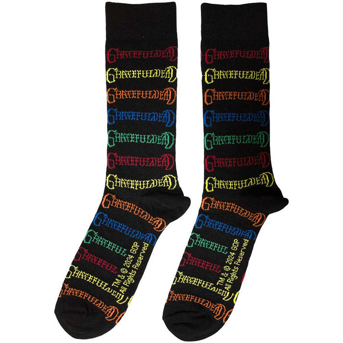 Grateful Dead Unisex Ankle Socks: Coloured Logos Pattern Rock Off