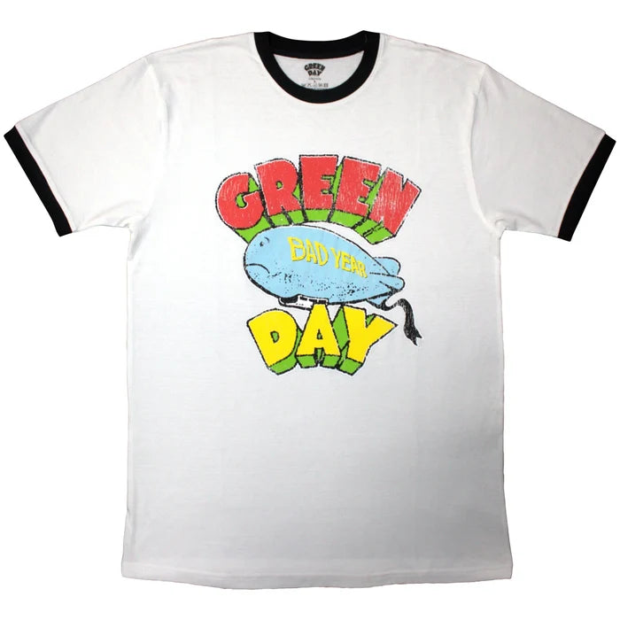 Green Day Unisex Ringer T-Shirt: Bad Year Blimp