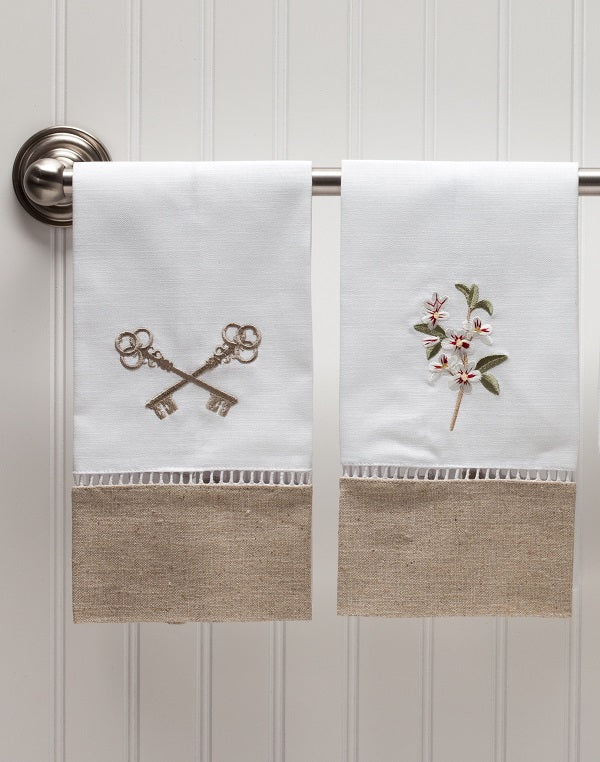 Guest Towel - Combo Linens, Ladder Lace, Embroidered