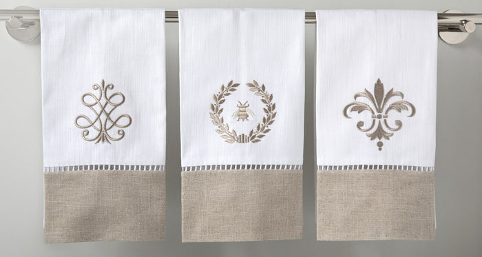 Guest Towel - Combo Linens, Ladder Lace, Embroidered