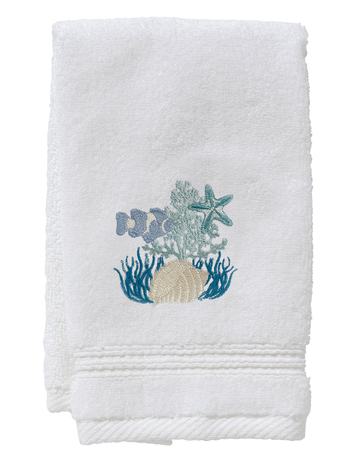 Guest Towel - White Cotton Terry, Embroidered