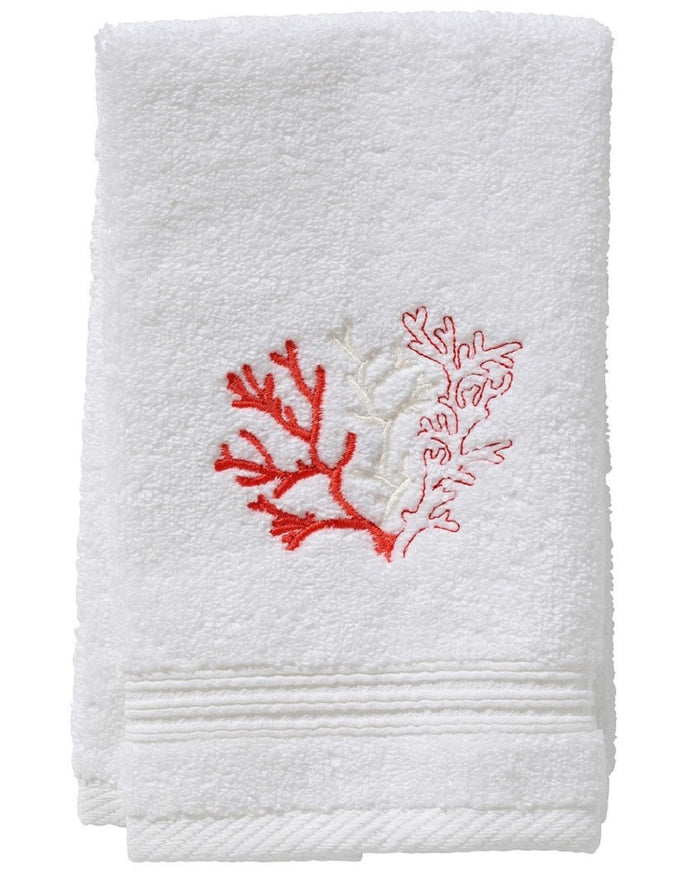 Guest Towel - White Cotton Terry, Embroidered