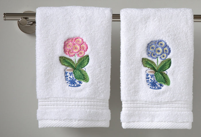 Guest Towel - White Cotton Terry, Embroidered