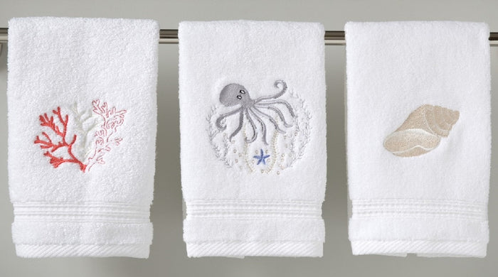 Guest Towel - White Cotton Terry, Embroidered